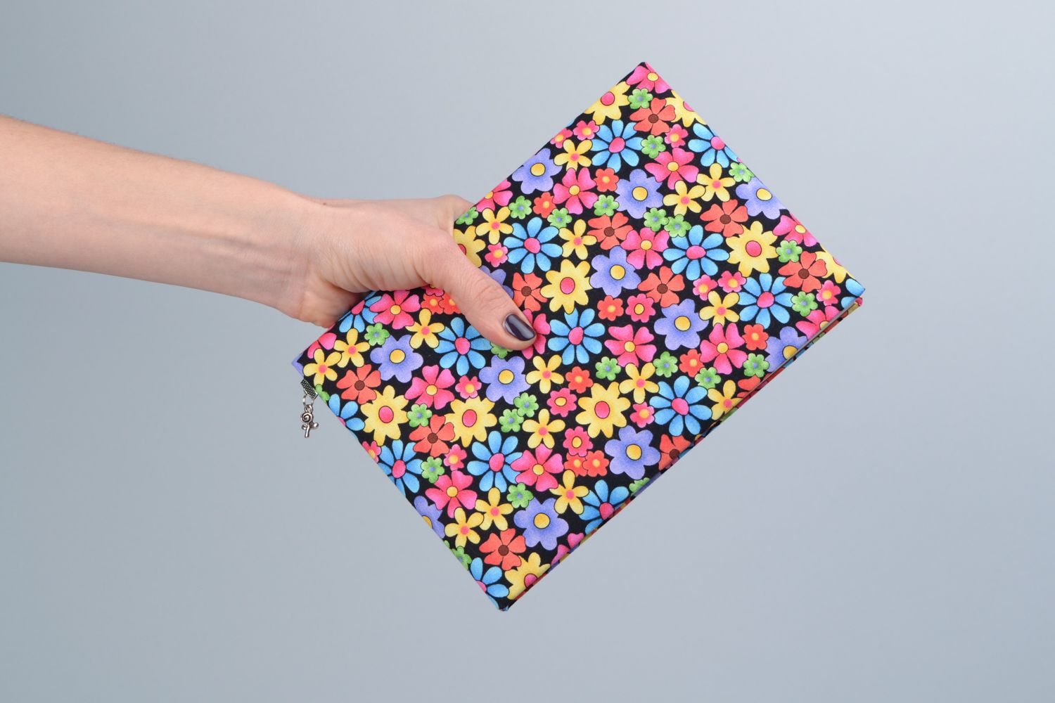 Блокнот в тканевой обложке с ярким цветочным принтом фото 1
