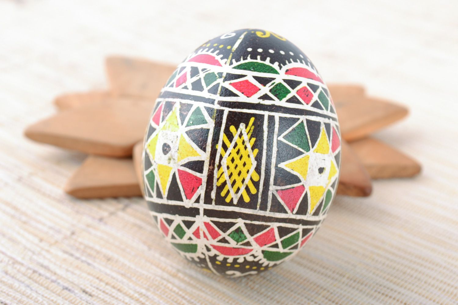 Bright handmade painted chicken Easter egg for gift photo 1