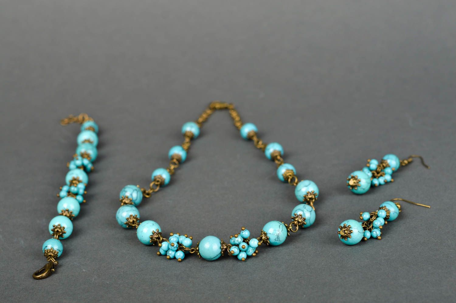 Handmade beaded earrings bracelet designs bead necklace cool jewelry set photo 1