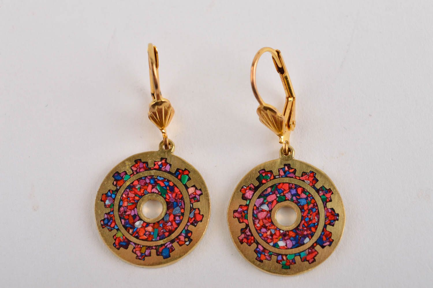 Handmade designer earrings with natural stones brass earrings fashion bijouterie photo 3