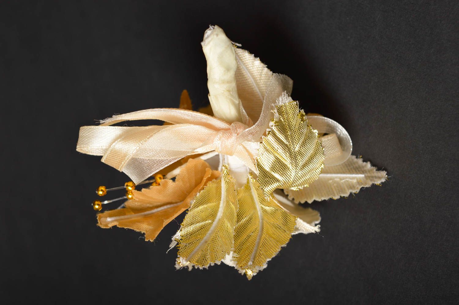 Boutonnière de mariage faite main beige originale fleurs Accessoire marié photo 4