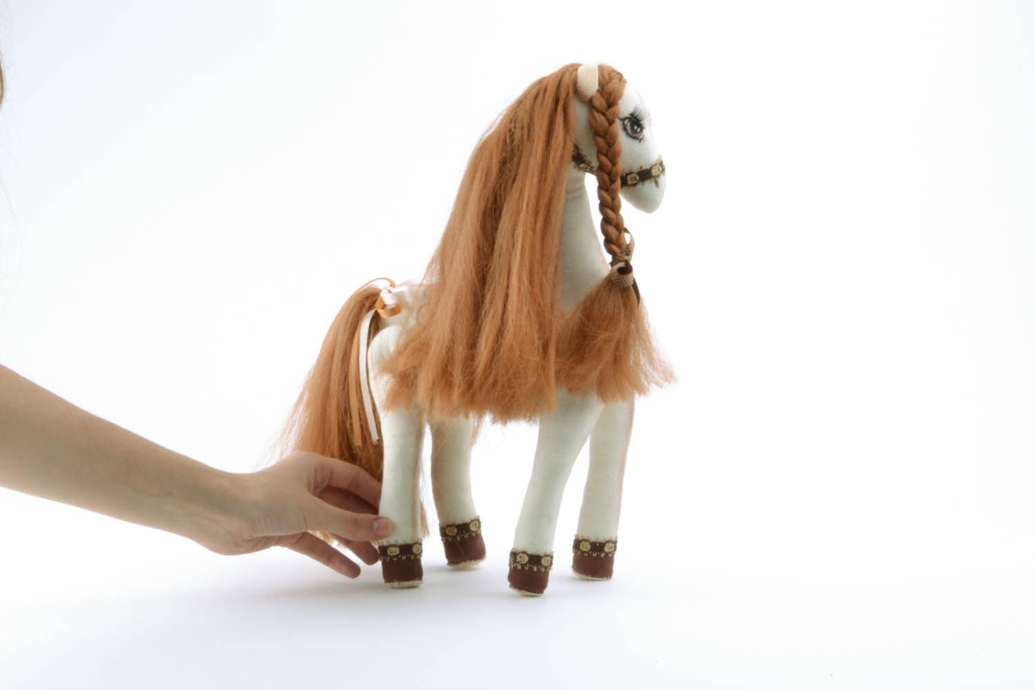 Brinquedo macio artesanal de tecidos naturais Cavalo foto 5