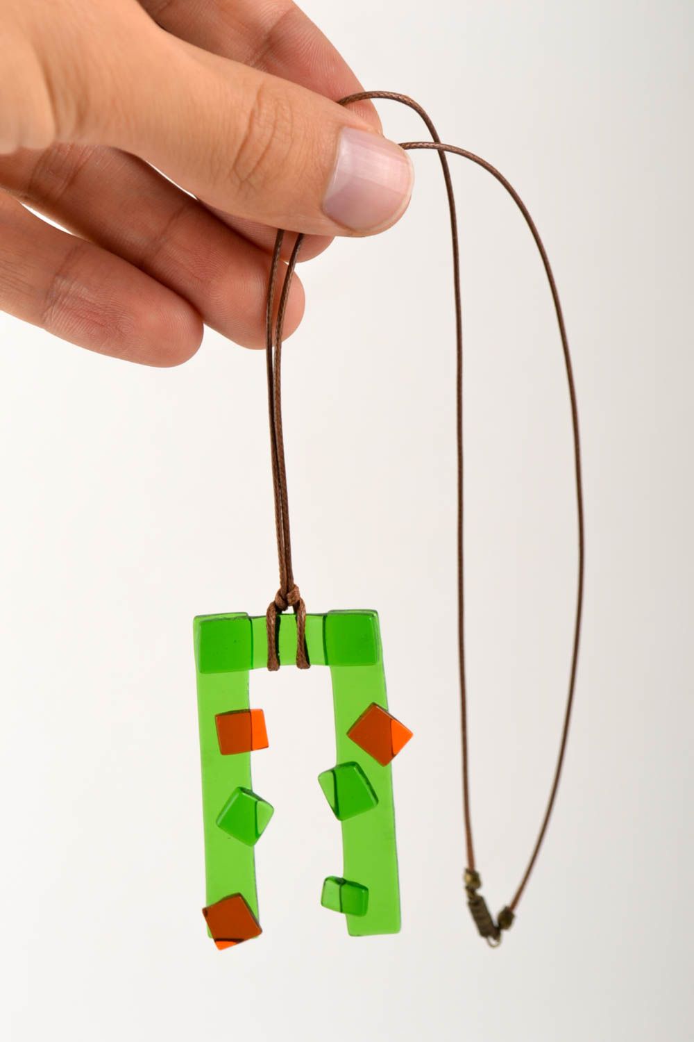 Handmade Schmuck Glasschmuck Anhänger Accessoire für Frauen schöner Schmuck grün foto 5