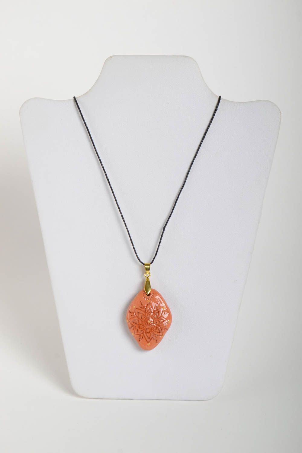 Handmade pendant designer accessory clay pendant unusual jewelry gift for her photo 2
