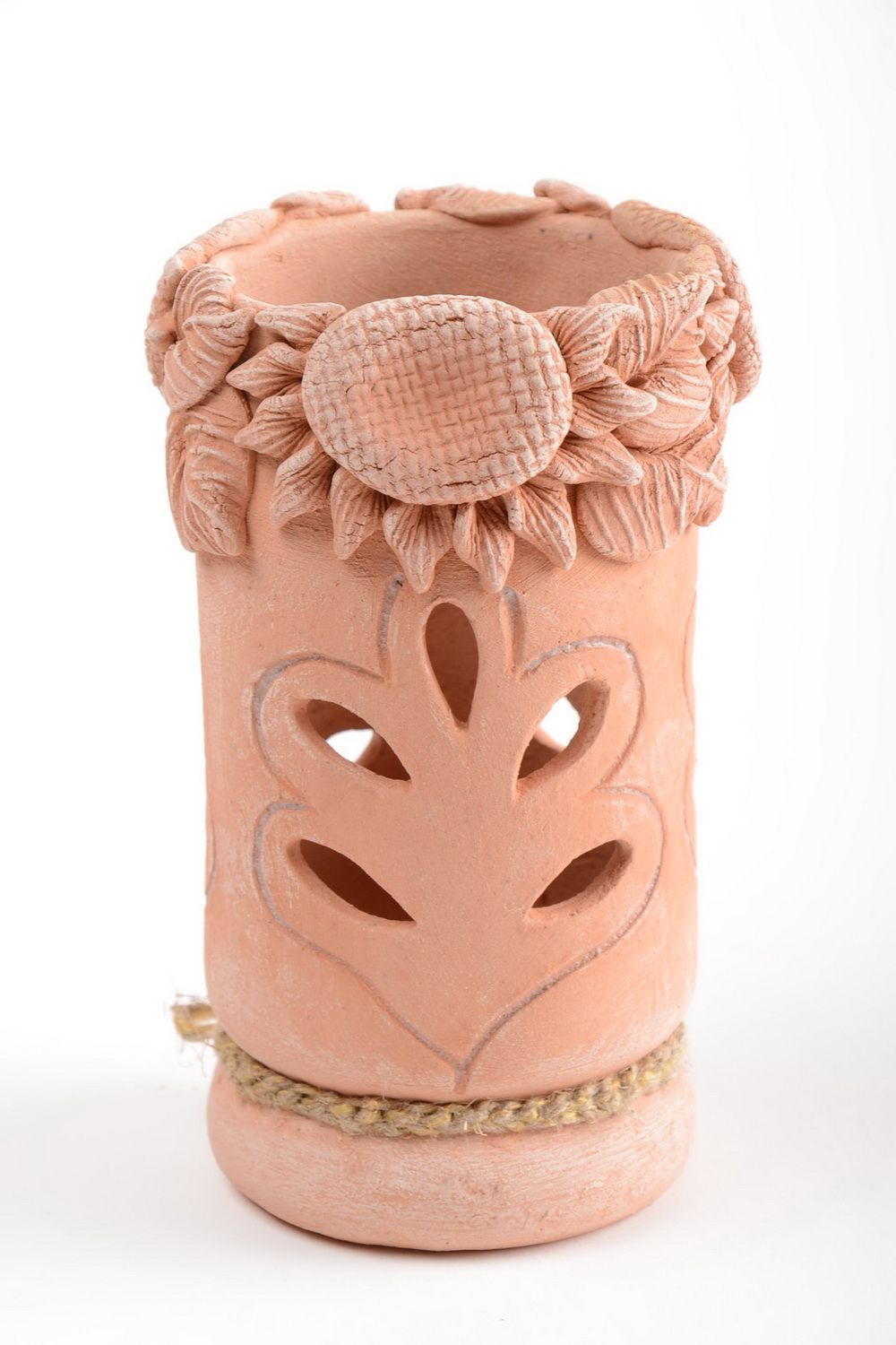 Красивая коричневая глиняная ваза для сухоцветов ручной работы авторская фото 4