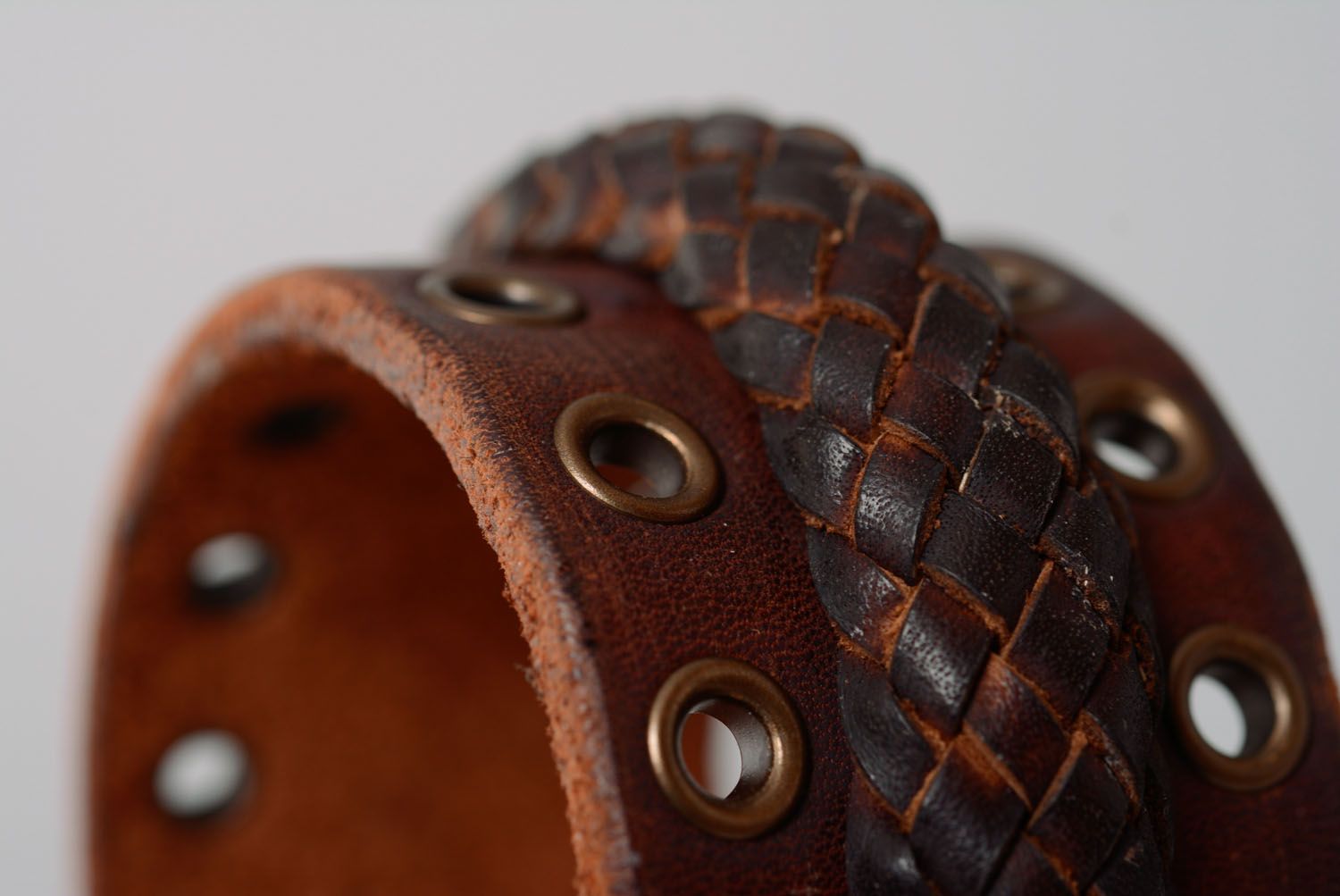 Wide genuine leather bracelet photo 3