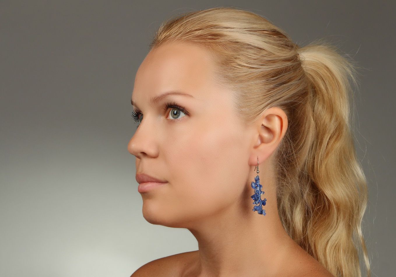 Long earrings with Czech beads and lazurite photo 5