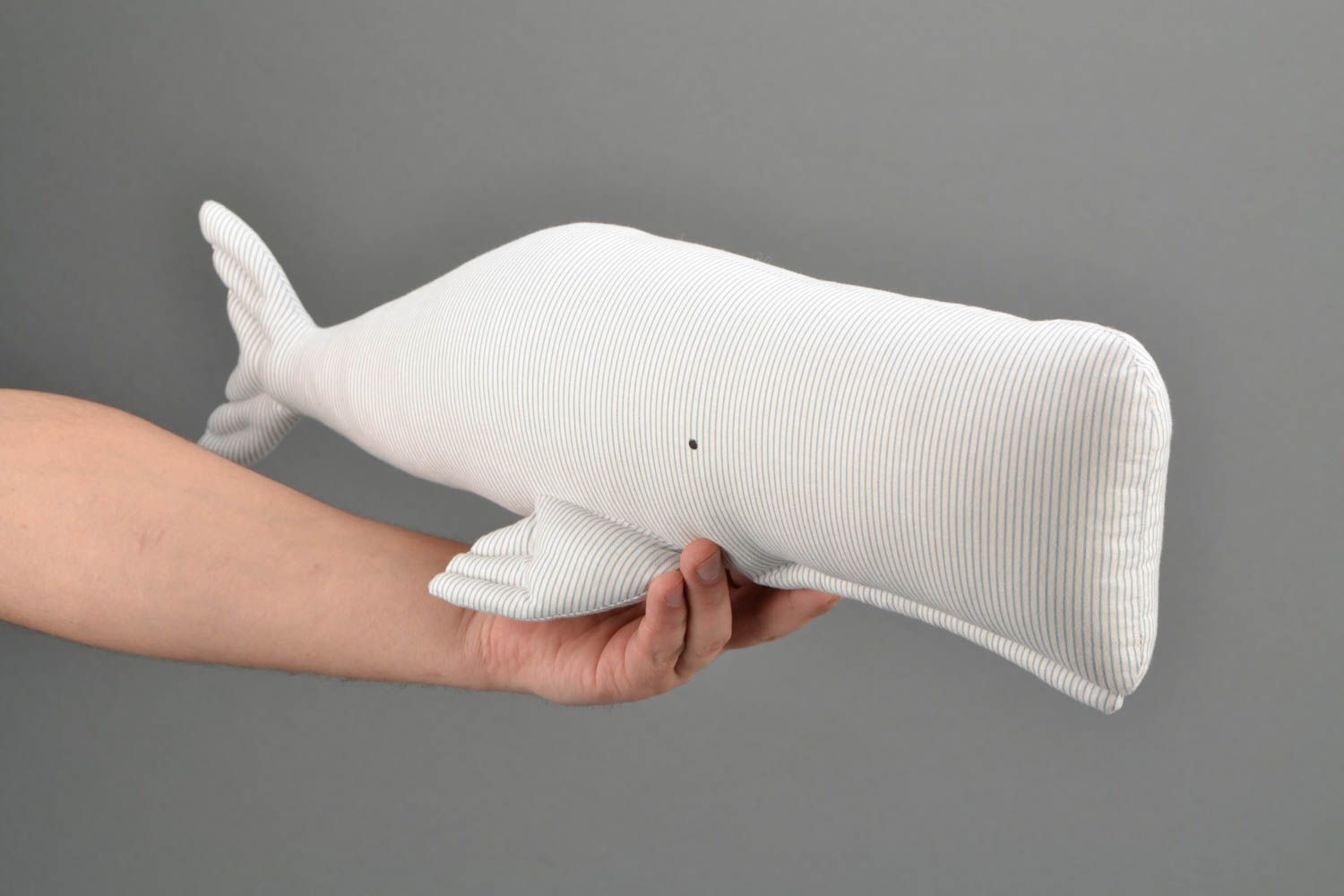 Jouet décoratif en tissu de coton blanc fait main design pour enfant Baleine photo 2