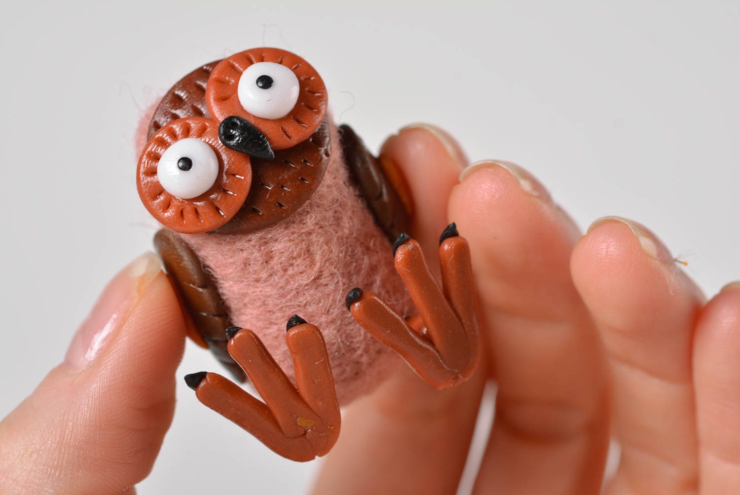 Handmade unusual designer owl cute statuette children toy interior decor photo 4