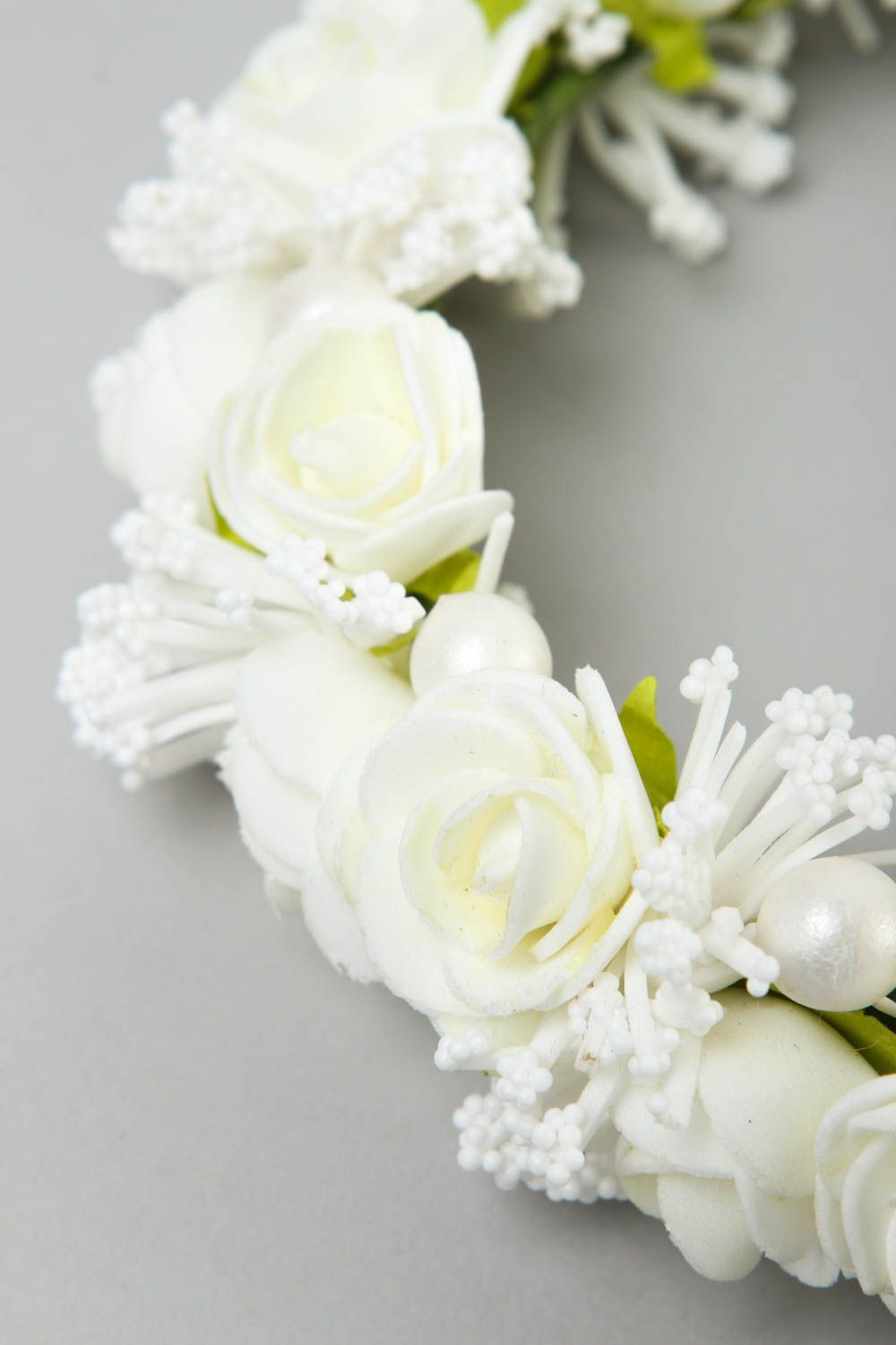 Serre-tête fleurs Bijou fait main Roses blanches cadeau Accessoire cheveux photo 4