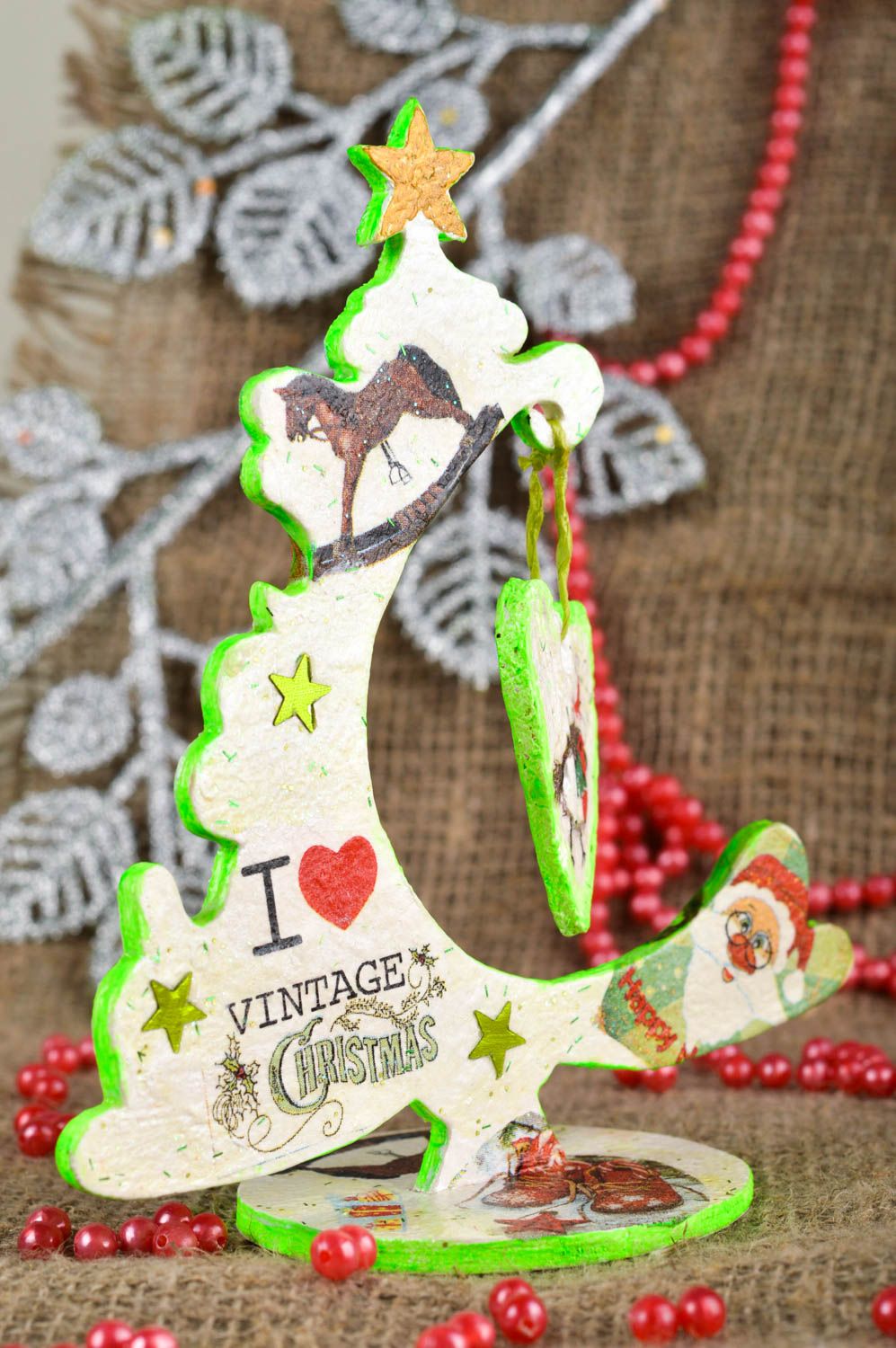 Handmade Christmas decoration unusual New Year tree toy designer accessory photo 1