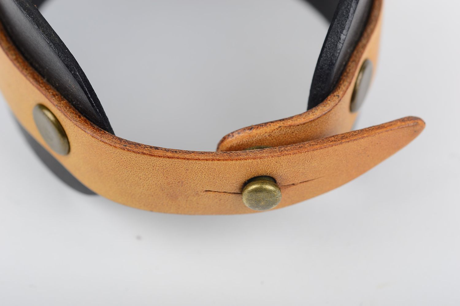 Bracelet en cuir Bijou fait main large original Accessoire homme design photo 4