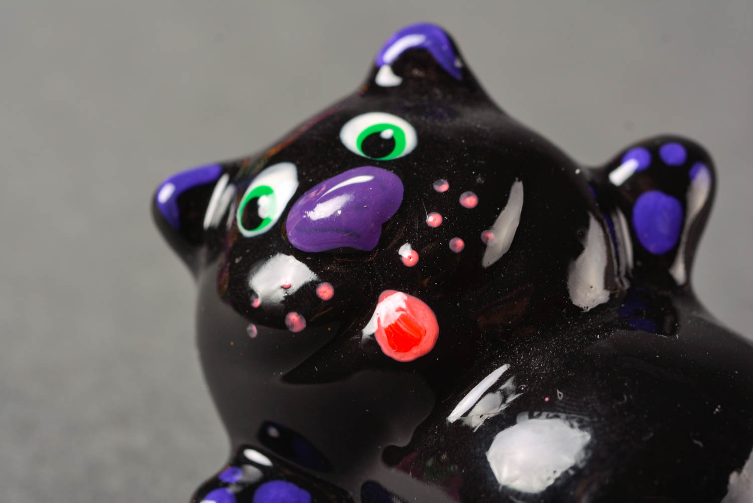 Figurine chat noir fait main Statuette platre Déco maison Idée cadeau original photo 4