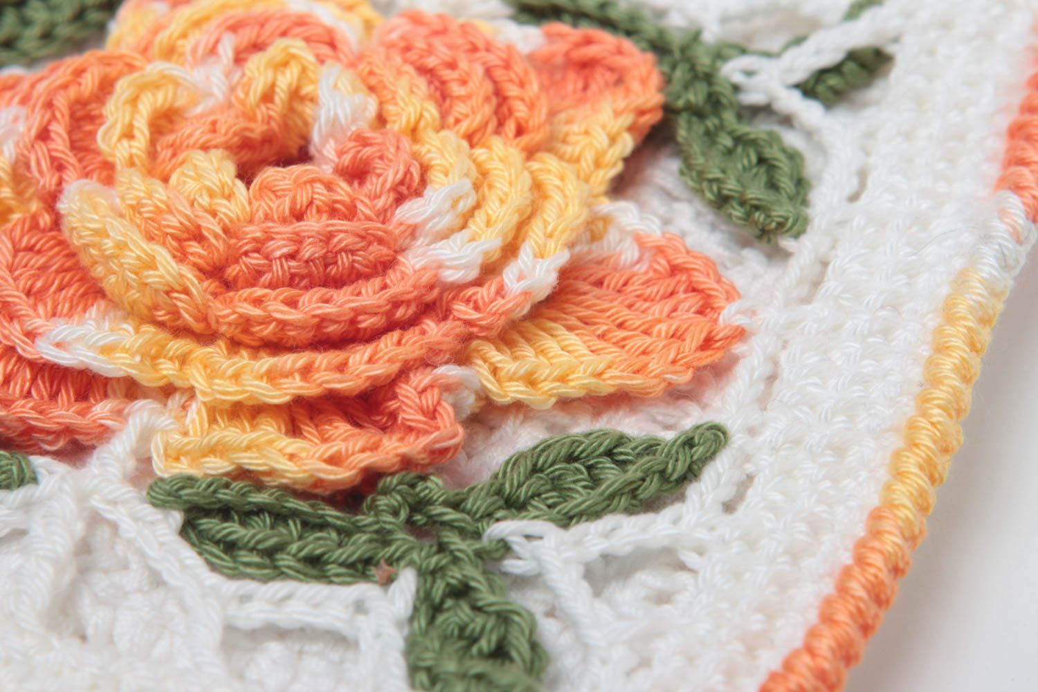 Manique cuisine faite main Accessoire cuisine tricotée avec fleur Idée cadeau photo 3
