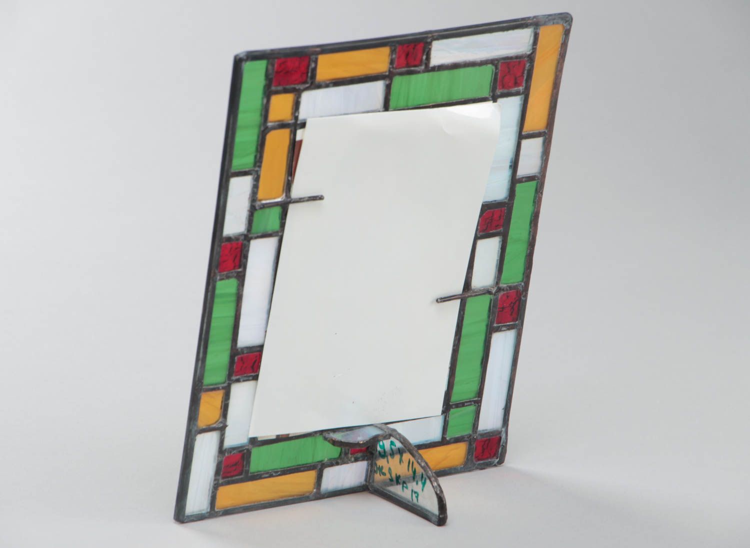 Cadre photo en verre multicolore rectangulaire vertical fait main design photo 4