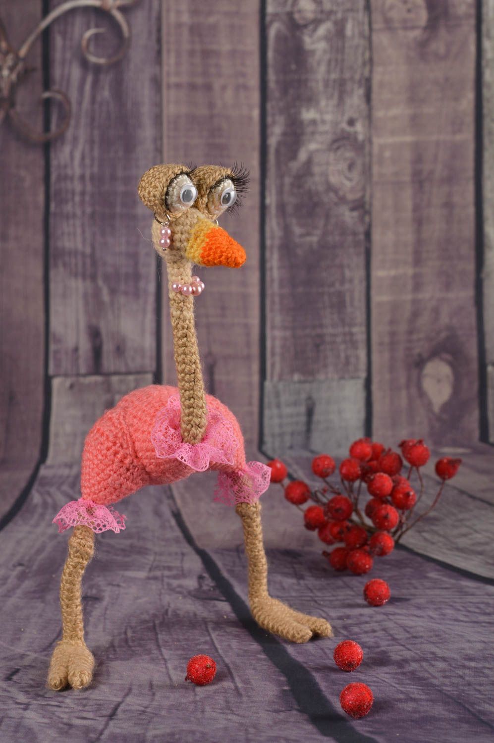 Игрушка ручной работы декор для дома интерьерная игрушка в виде страуса фото 1