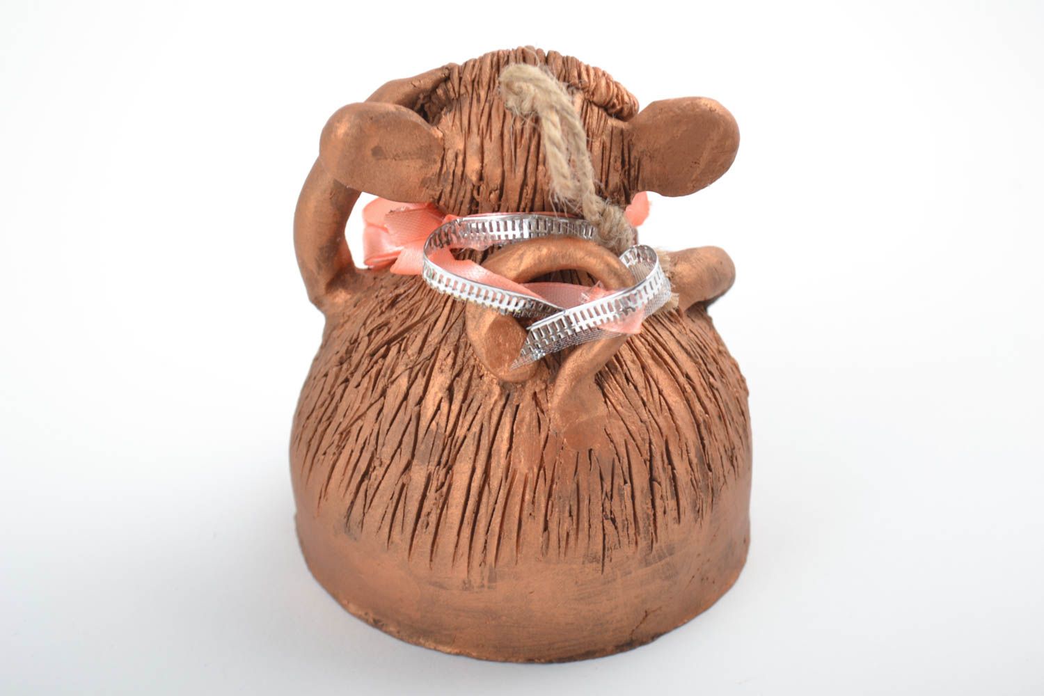 Глиняный колокольчик в виде обезьянки ручной работы расписанный красками фото 4