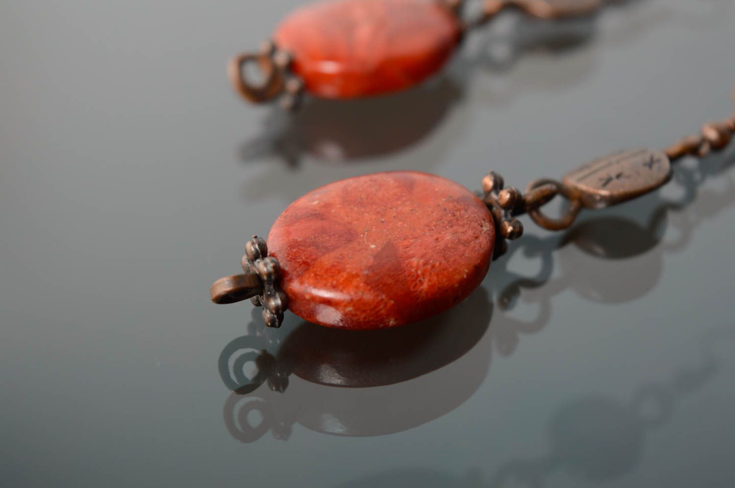 Natural coral earrings photo 3