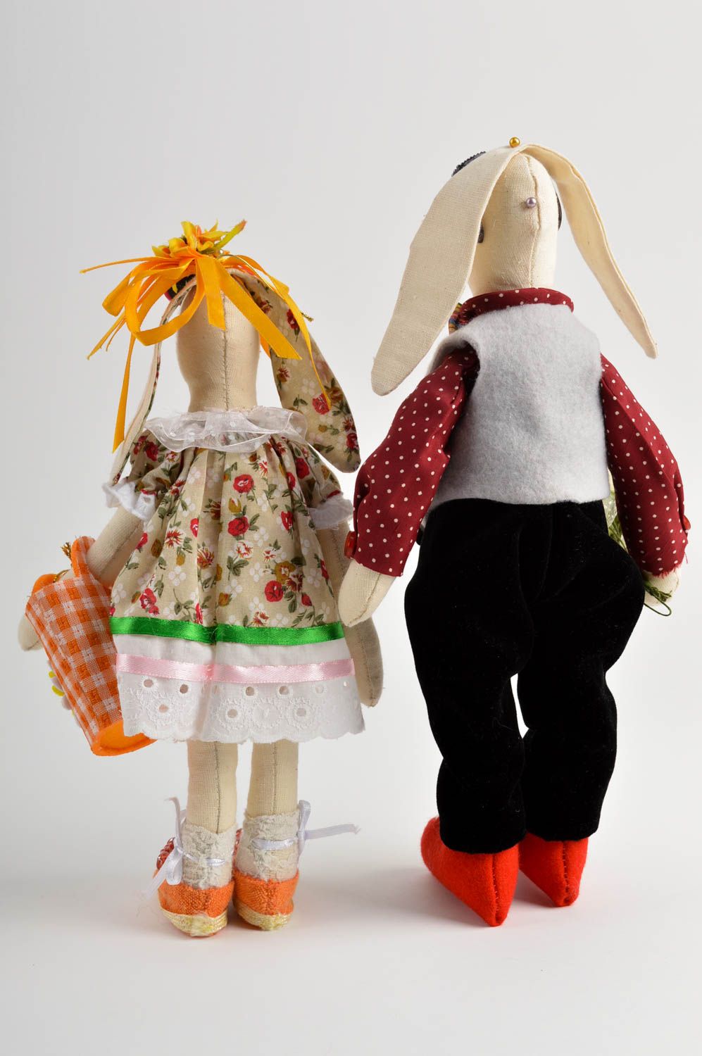 Игрушки зайцы ручной работы авторские игрушки набор стильный подарок красивый фото 4