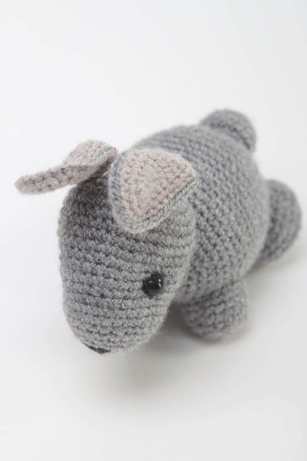Peluche lapin fait main Jouet enfant Cadeau original tricoté gris mignon doux photo 2