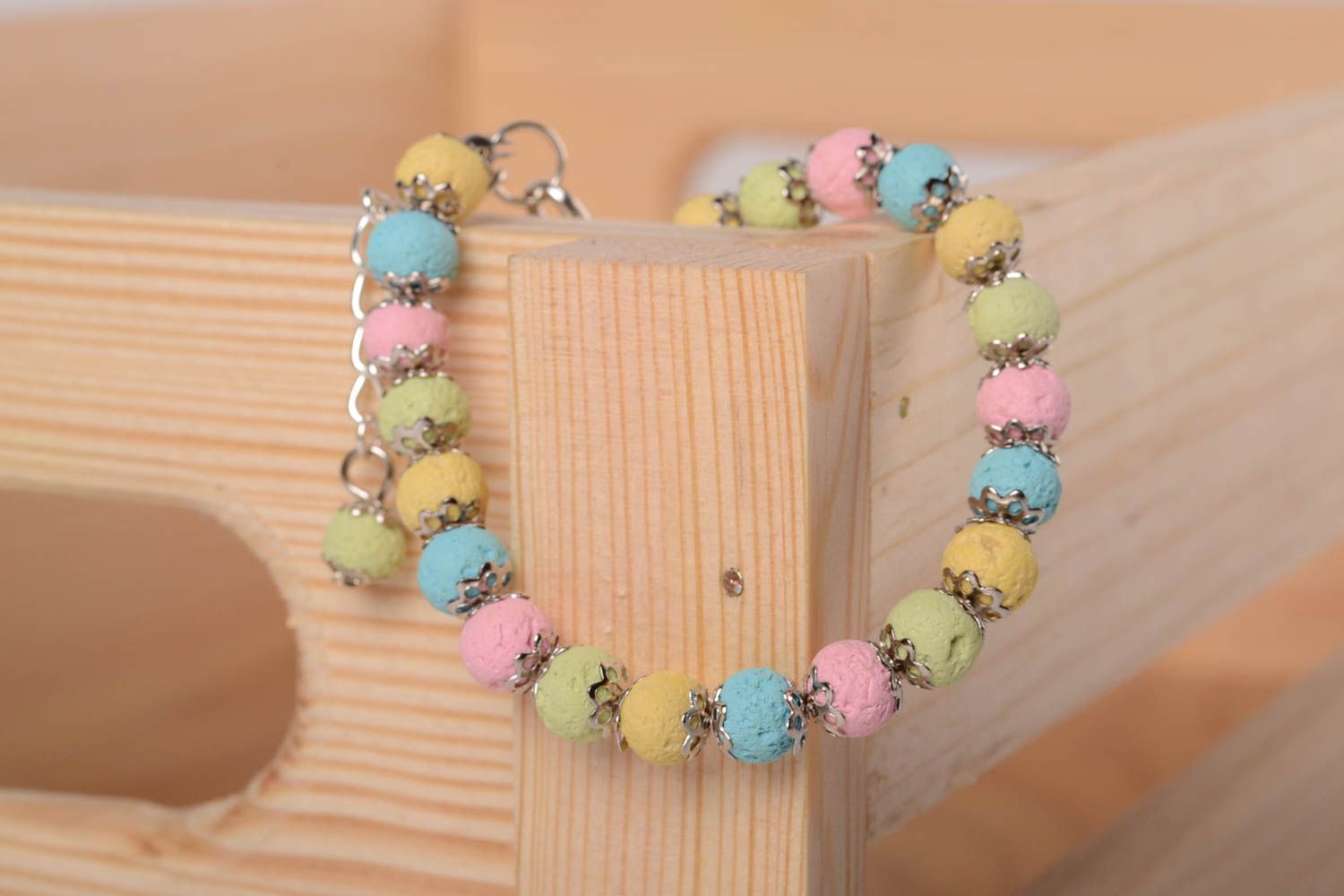 Colorful handmade bracelet bead bracelet polymer clay designer jewelry photo 2