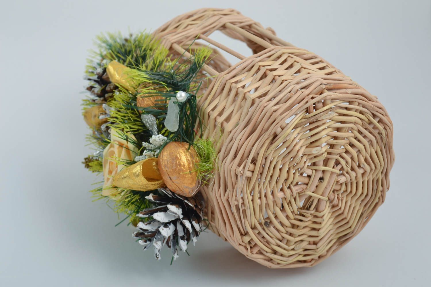 Canasta de mimbre hecha a mano decoración de interior regalo original foto 3