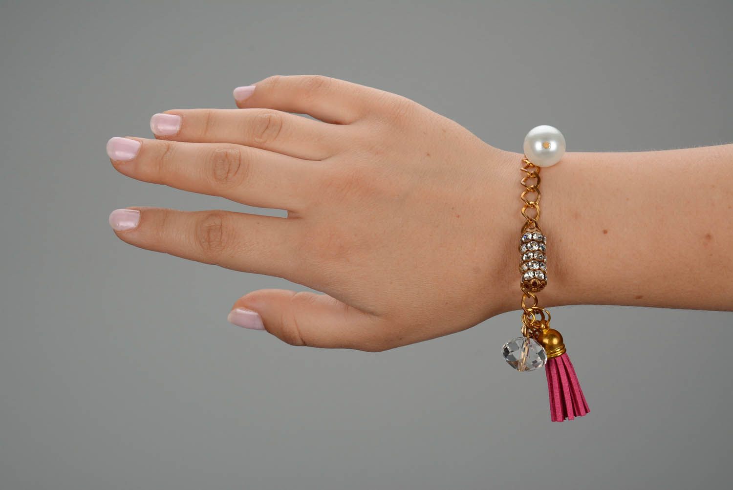 Bracelet avec cristaux et perles artificielles Paillettes photo 5