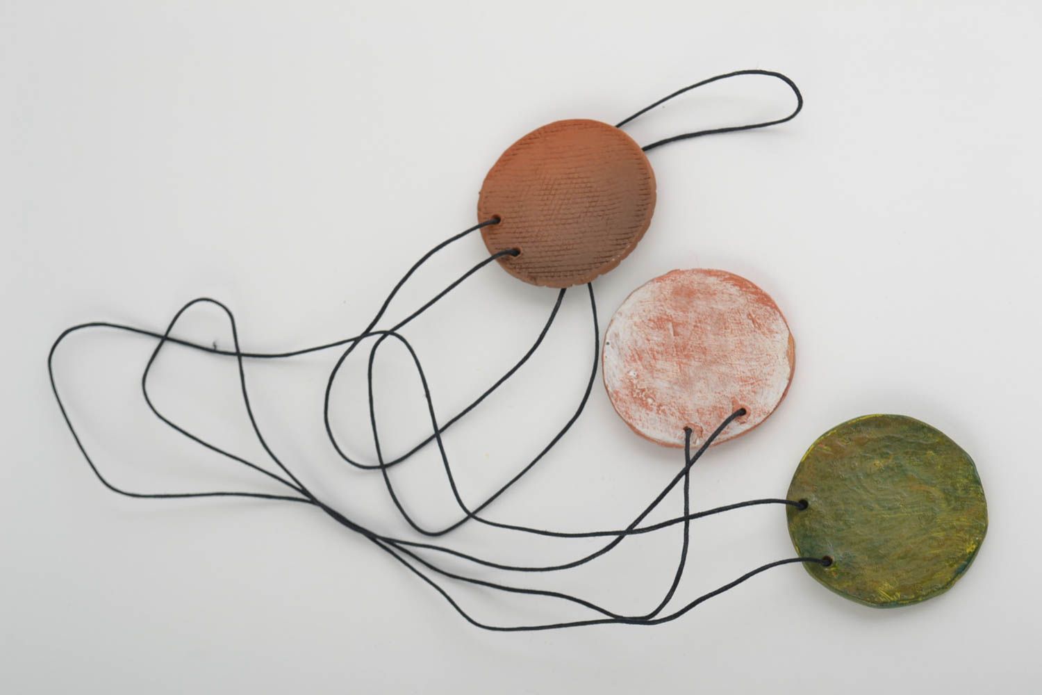 Unusual clay pendant handmade ceramic pendants 3 bright accessories gift photo 2