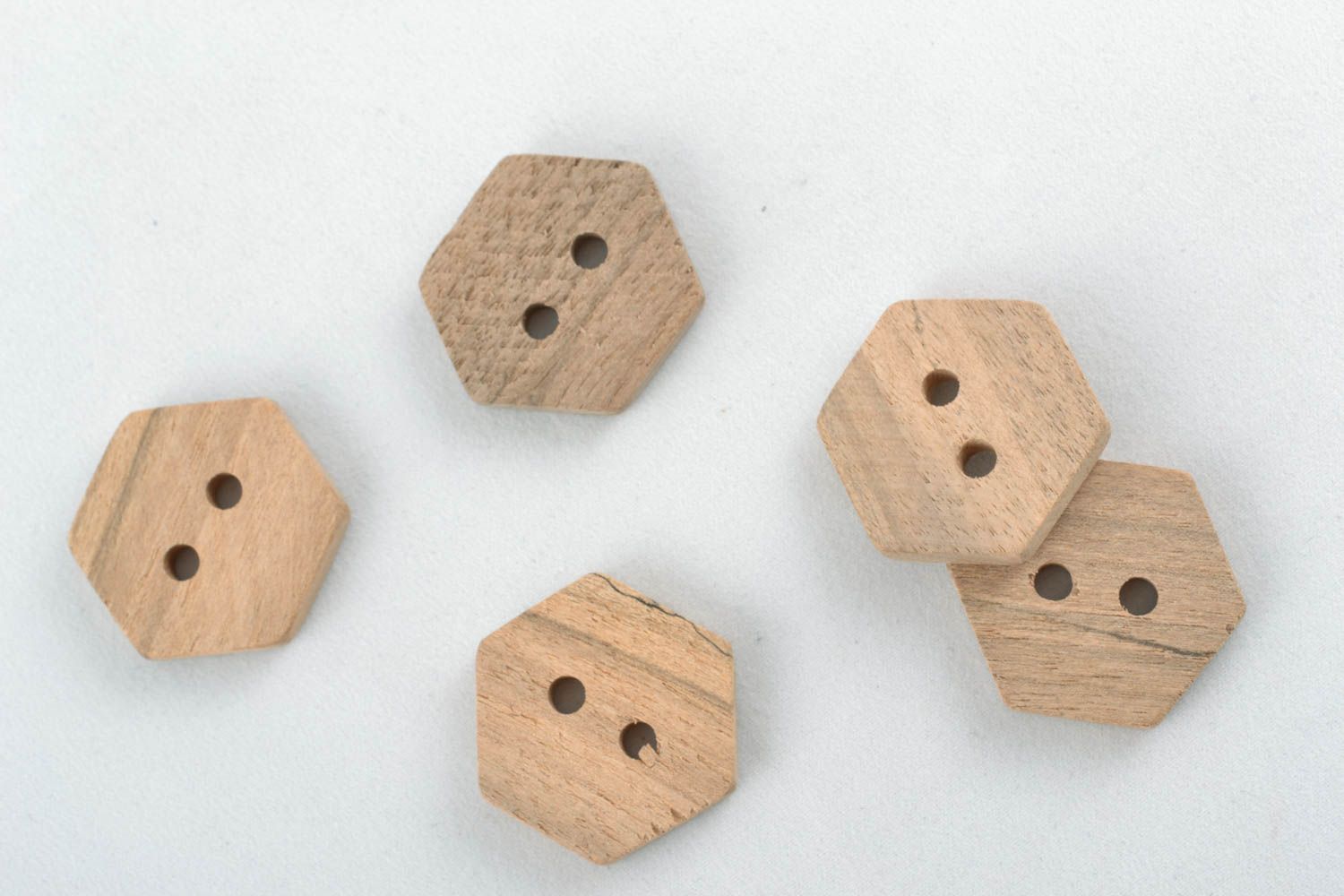 Set of five wooden buttons photo 2