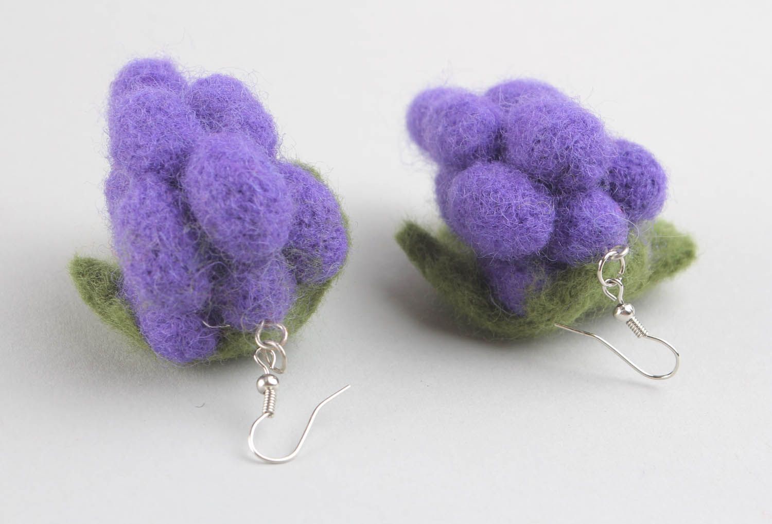 Earrings made ​​of wool using the technique of dry felting photo 2