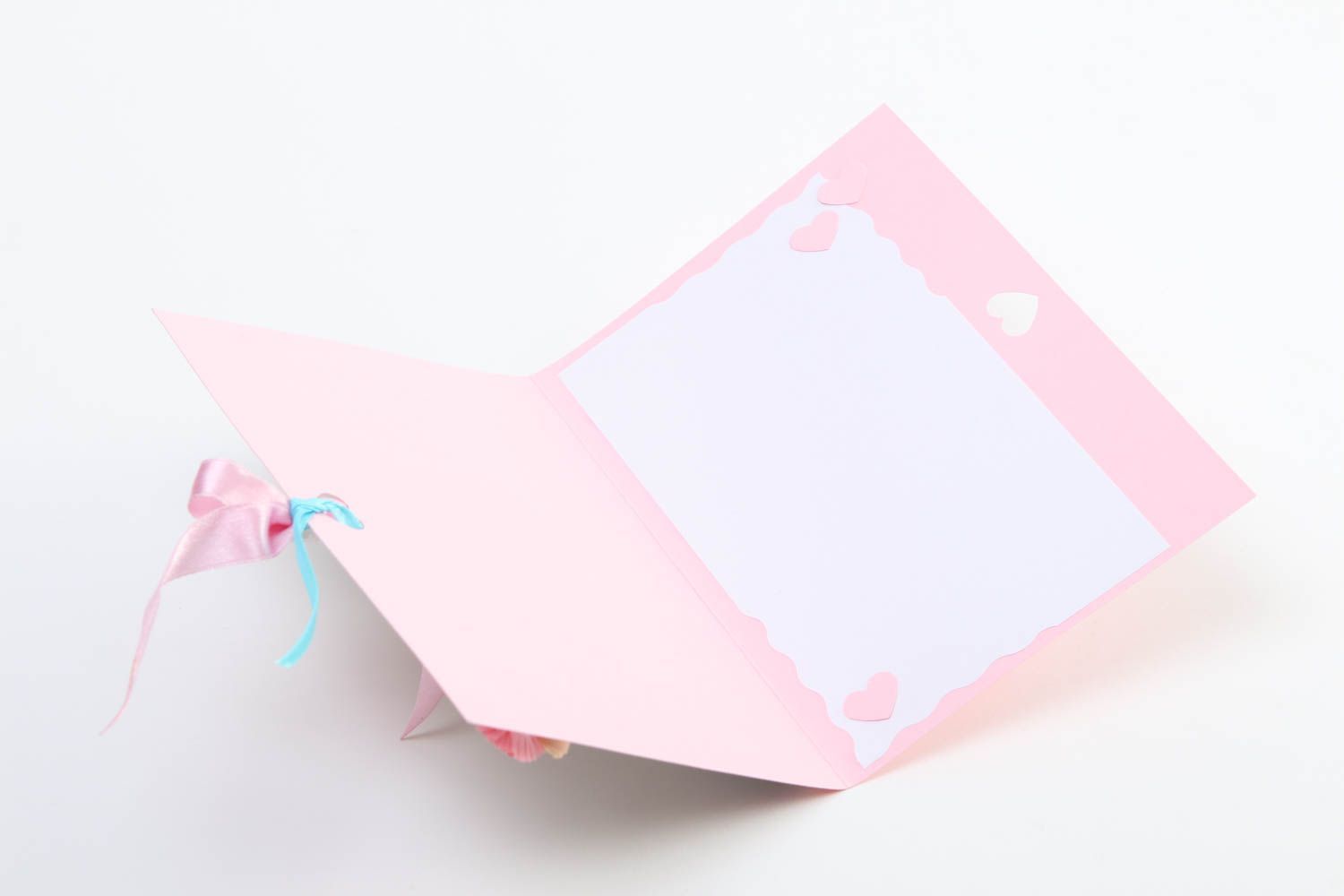 Tarjeta de felicitación rosa y verde postal hecha a mano regalo original foto 4