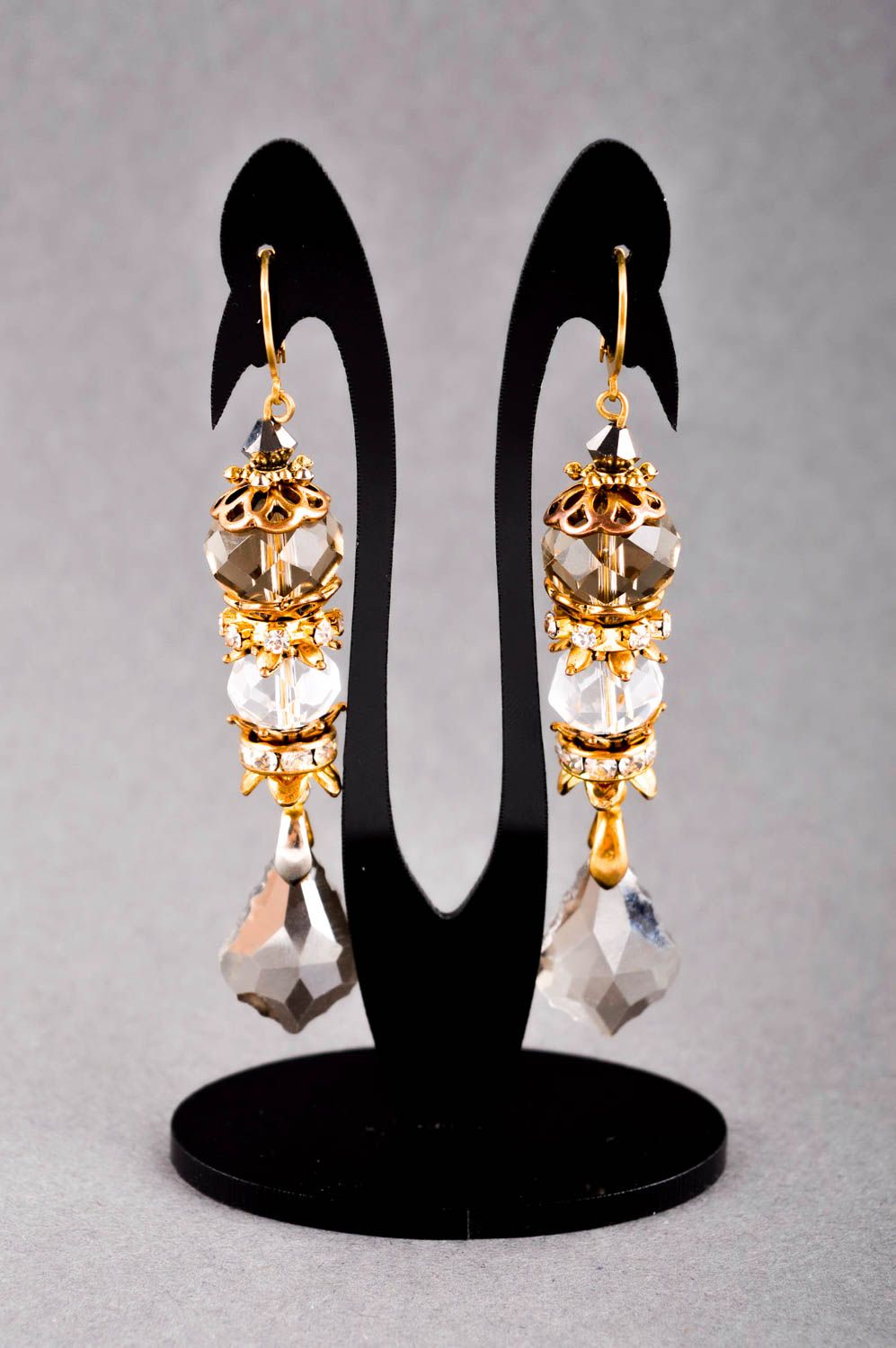 Handmade Kristall Ohrringe ausgefallener Ohrschmuck Accessoire für Frauen lang foto 1
