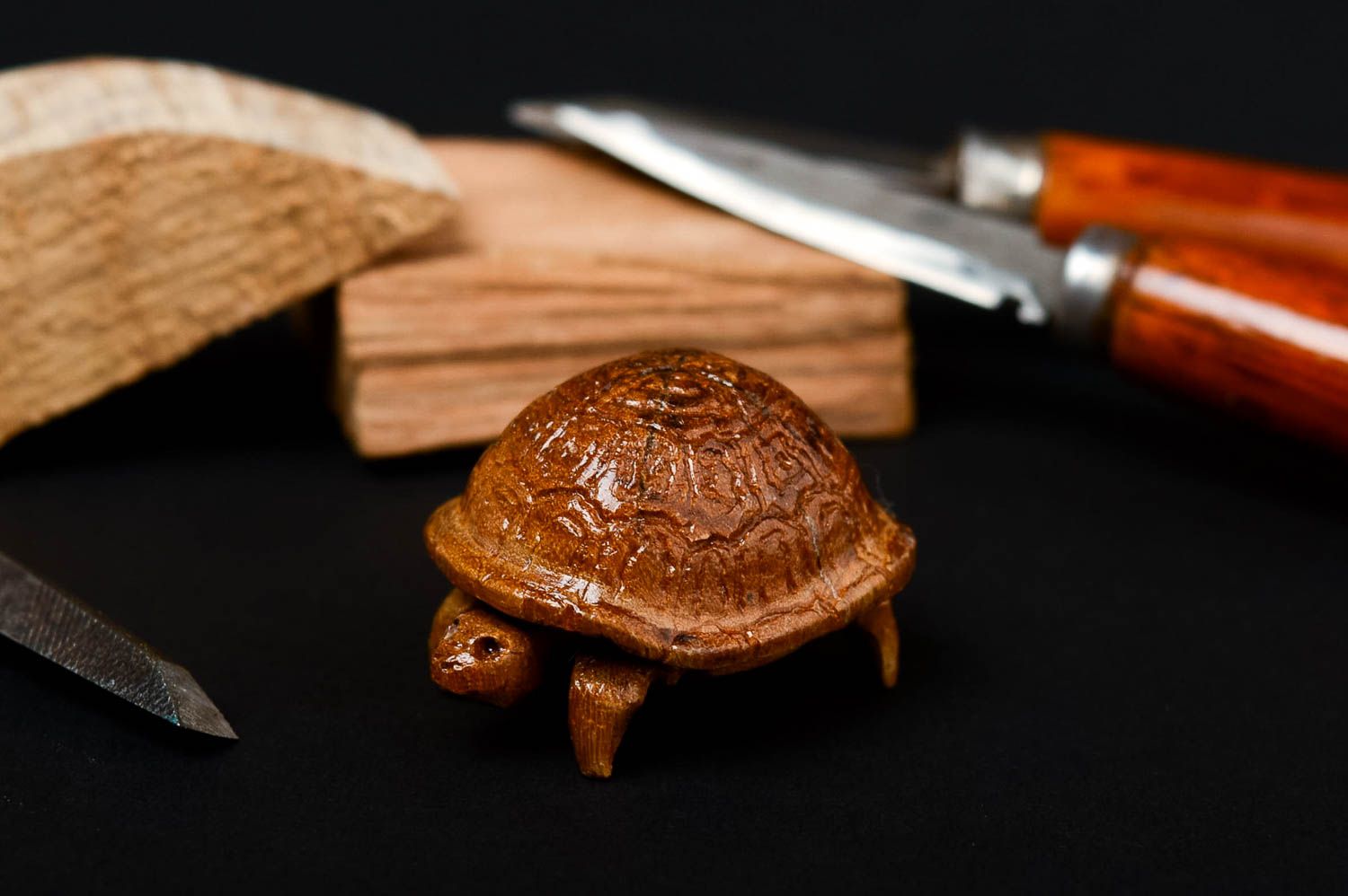 Kleine Holzfigur handmade Deko Idee Haus  geschnitzte Holzfigur Schildkröte foto 1