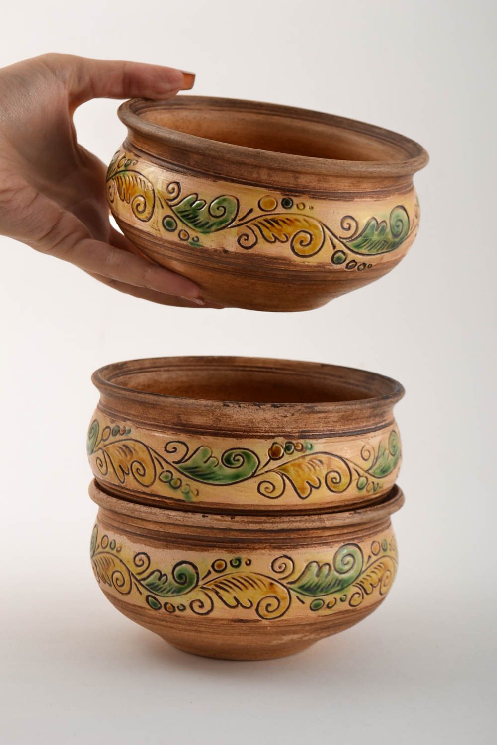 Cuencos de cerámica artesanales utensilios de cocina de arcilla regalo original  foto 2