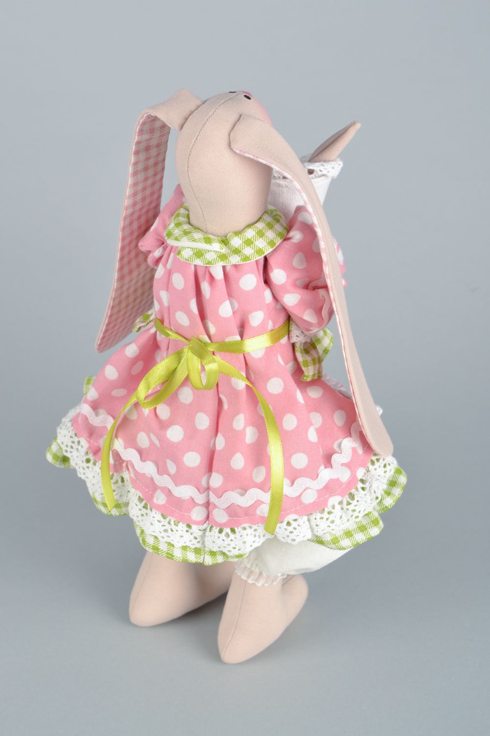 Designer fabric toy hare with baby photo 5