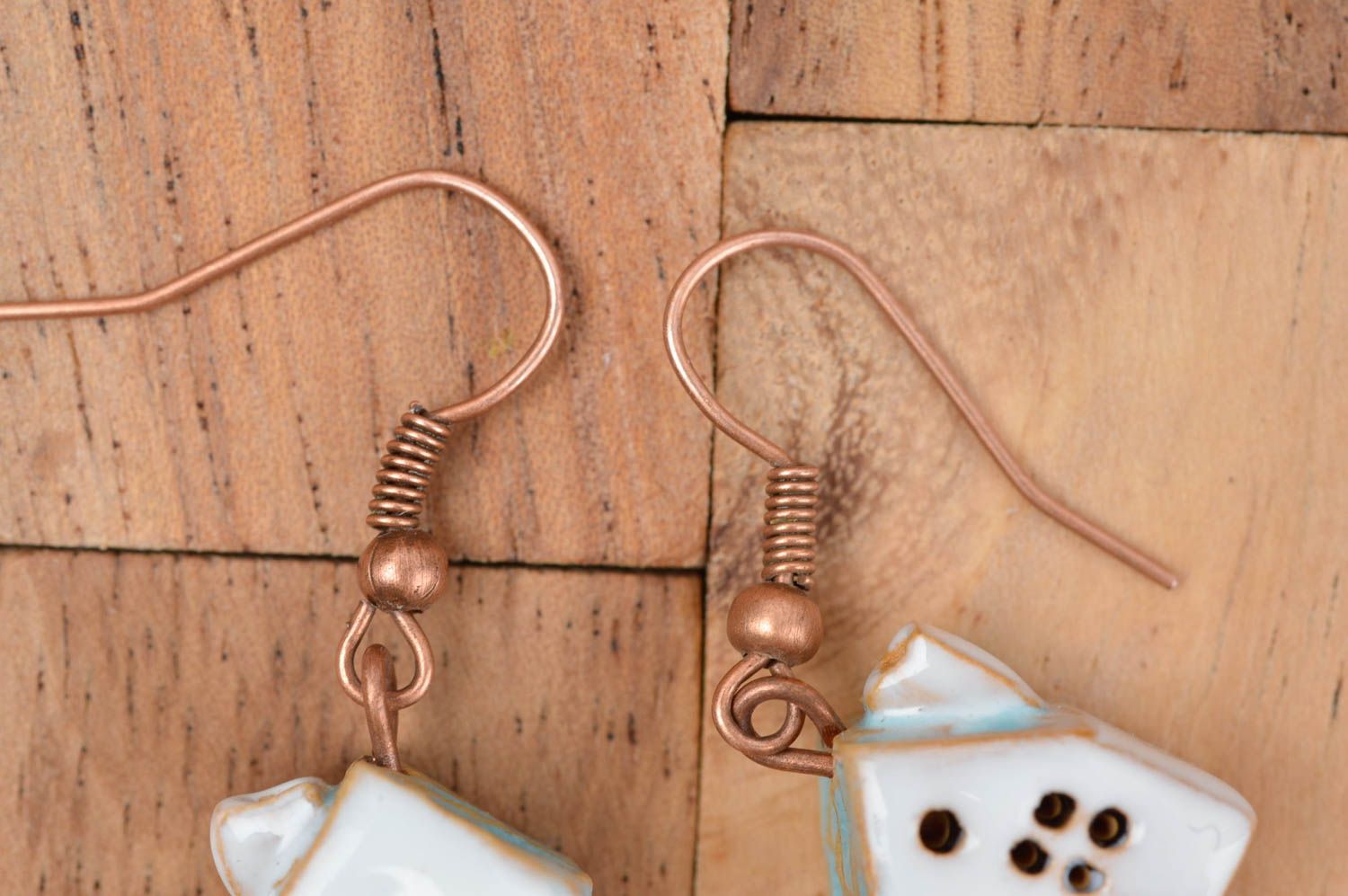 Handmade cute romantic present stylish elegant earrings clay cute earrings photo 4