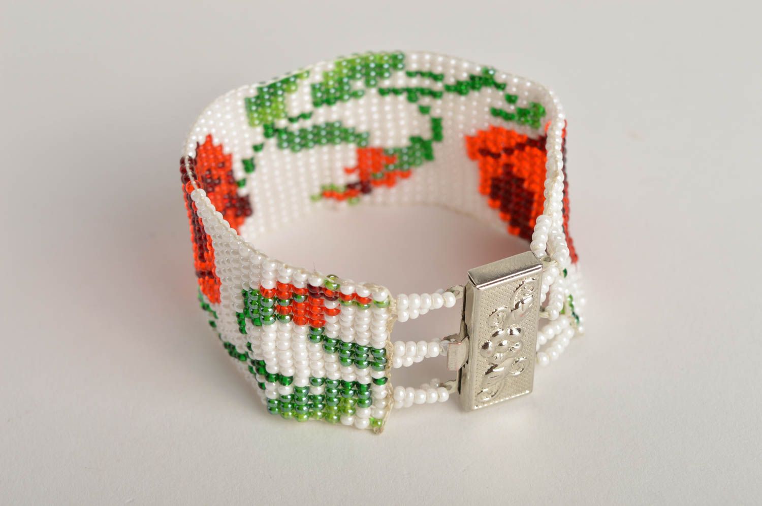 Handmade unusual flower bracelet stylish beaded bracelet cute wrist jewelry photo 4