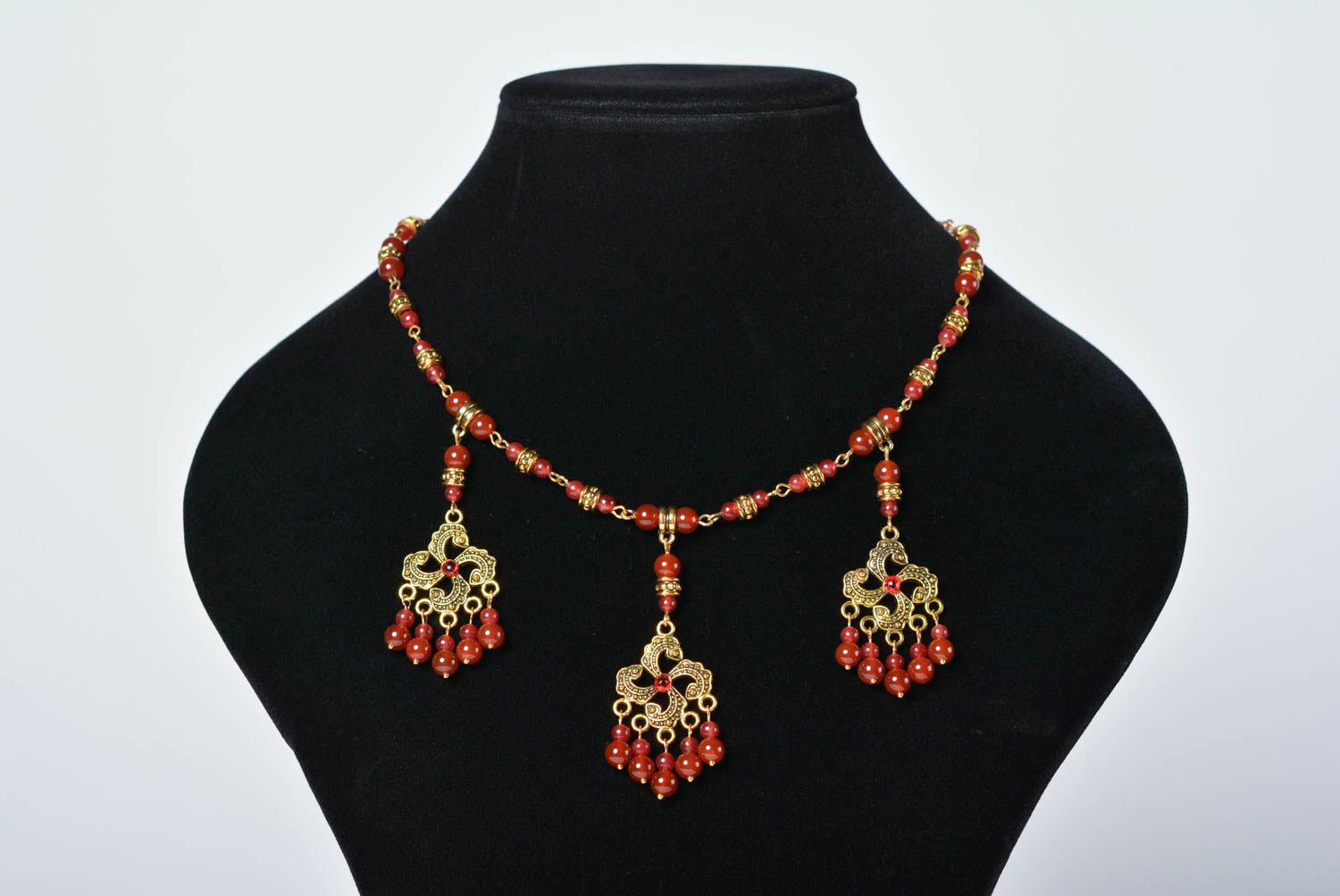 Designer necklace beaded handmade jewelry natural stones present for women photo 3
