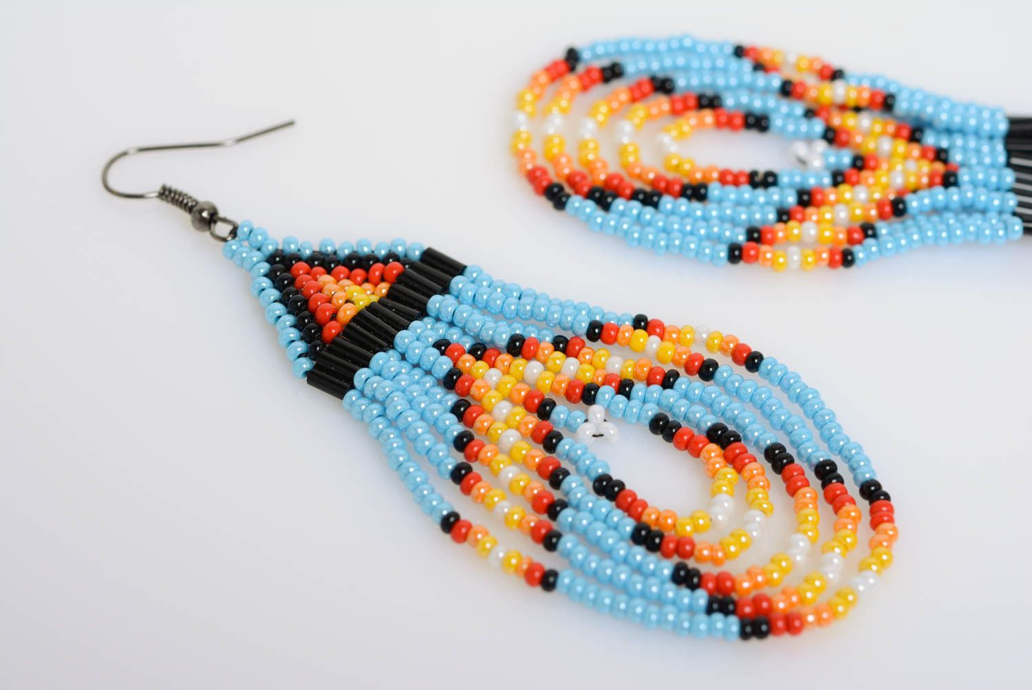 Colorful bead handmade earrings in ethnic style beautiful summer accessory photo 2