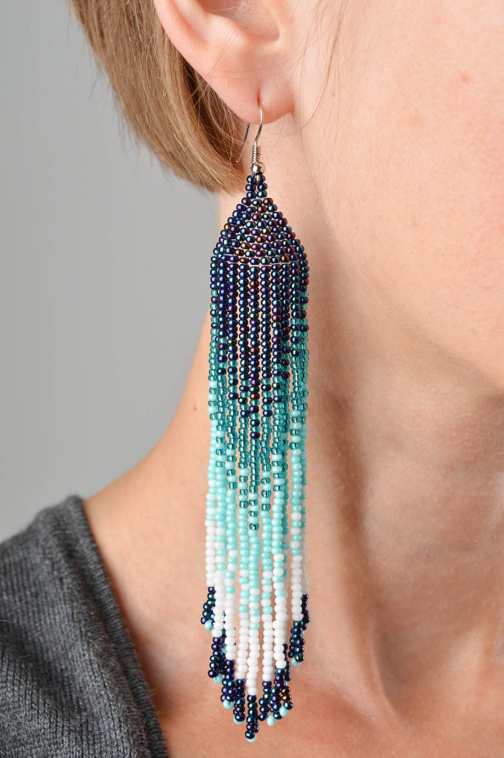 Beaded earrings designer handmade accessories fashion jewelry women gift idea photo 2