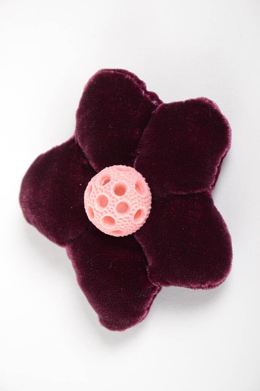 Handmade Nadel Kissen Nähen Accessoire Nadelkissen Blume aus Velours violett foto 5