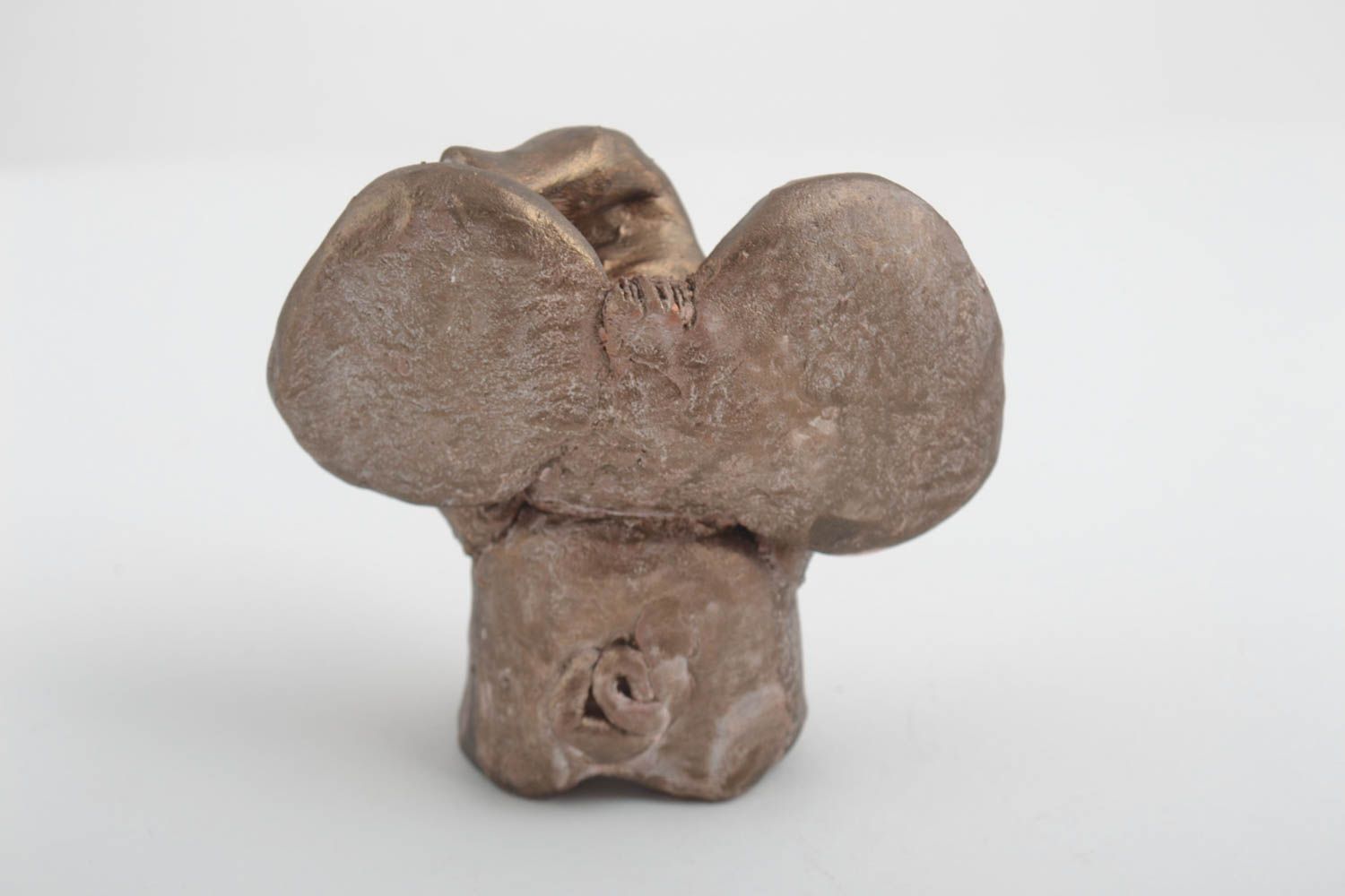 Figurine animal fait main Petite statuette éléphant en argile Déco intérieur photo 2