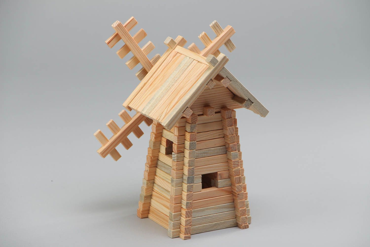 Handgemachter Baukasten Mühle aus Holz 120 Details Lernspielzeug für Kinder foto 3