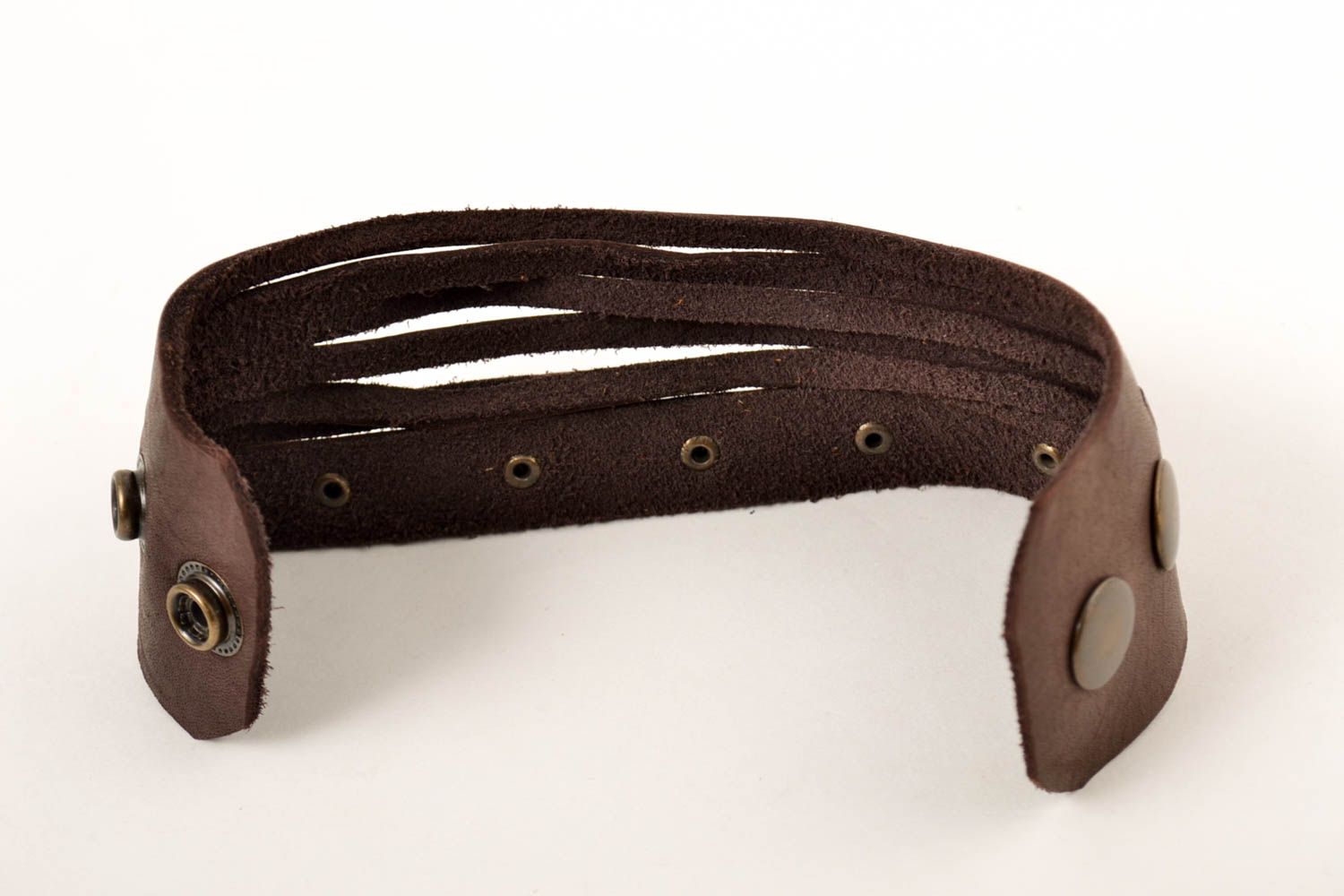 Handmade leather bracelet wrap bracelet leather wristband leather goods  photo 4