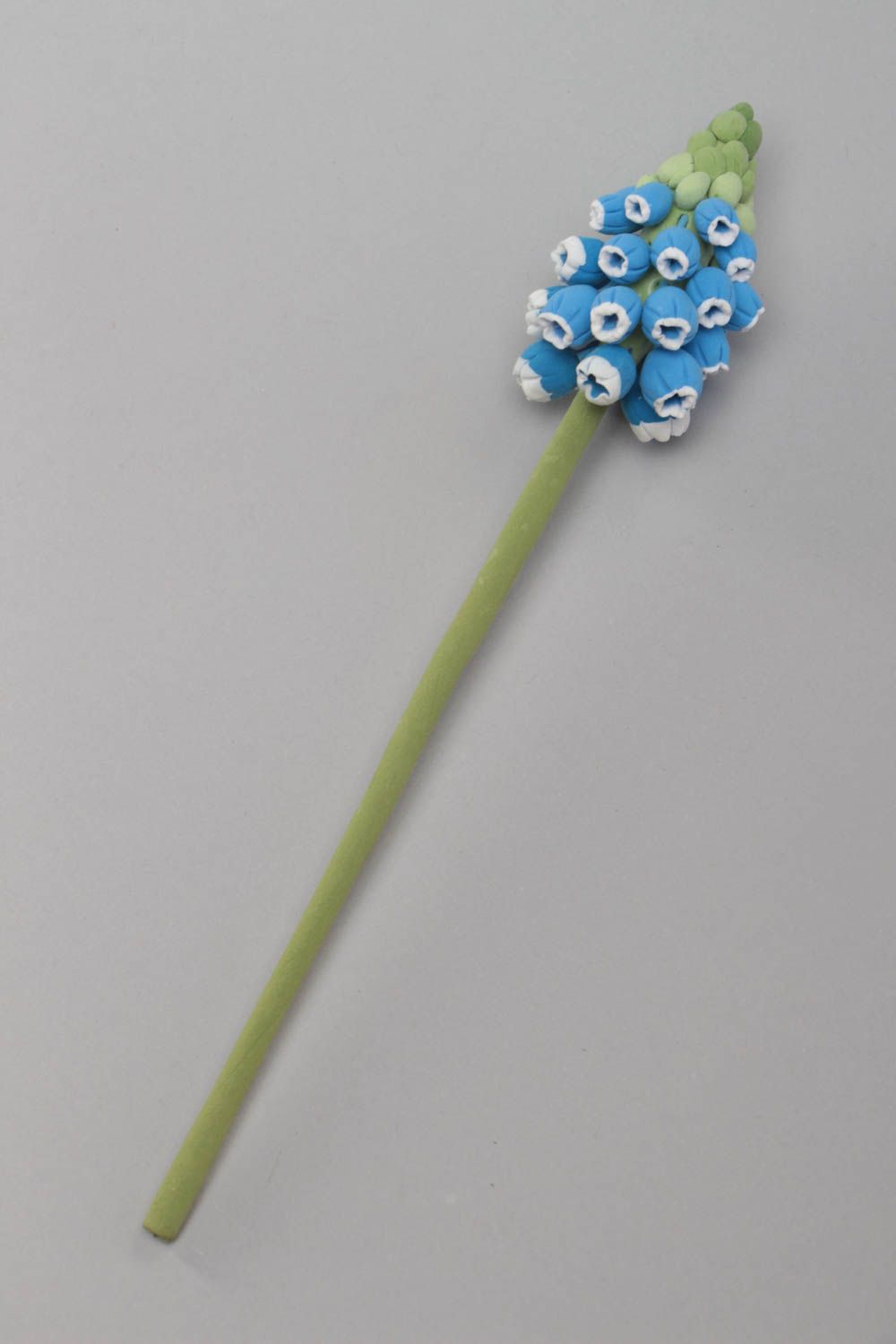 Handmade artificial Japanese polymer clay blue muscari flower for interior decor photo 3