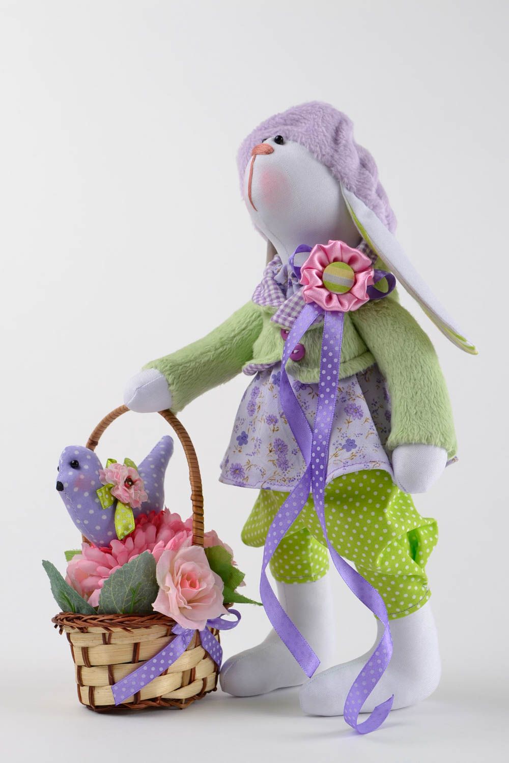 Handmade interior textile doll designer rag bunny toy present for children photo 1