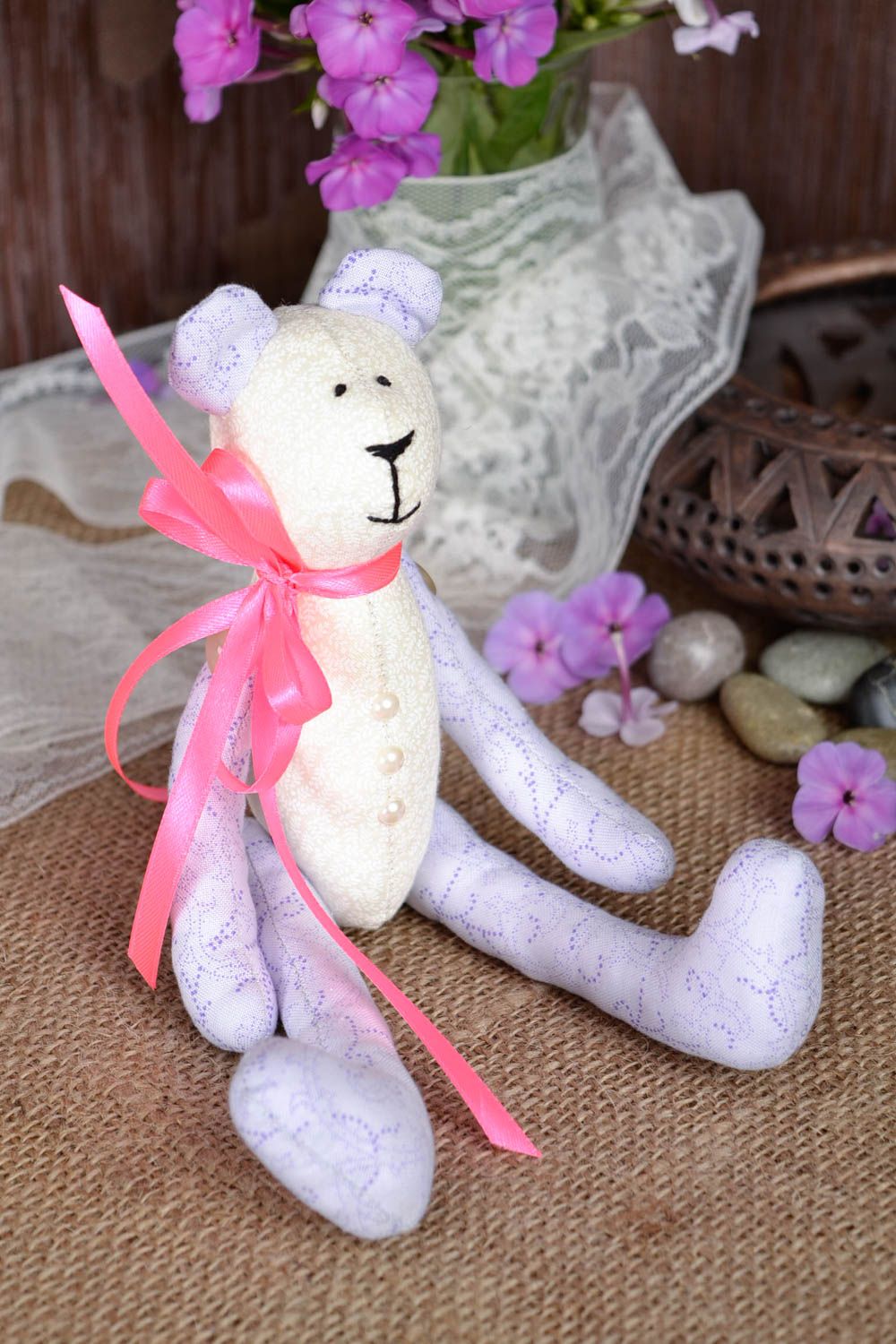 Игрушечный медведь игрушка ручной работы игрушка мишка из ткани симпатичный фото 1