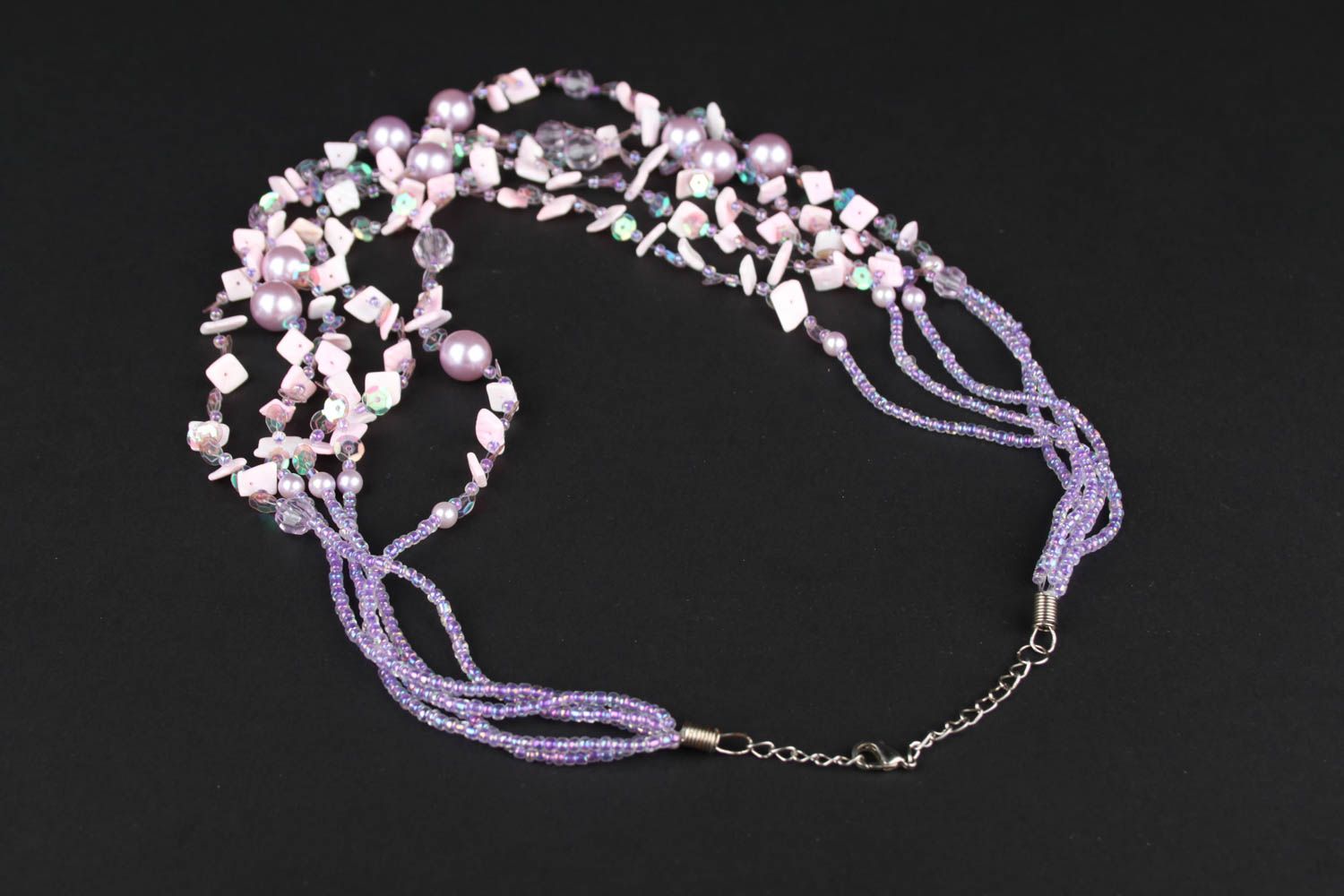 Handmade lilac beads unusual gift for sister design jewelry bead necklace  photo 2