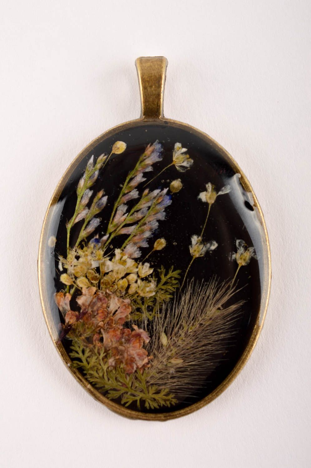 Handmade cute stylish pendant unusual pendant with flowers botanical jewelry photo 2