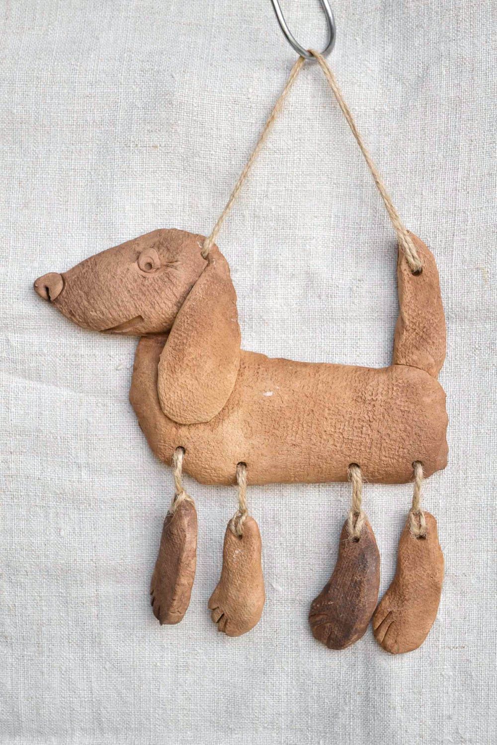 Панно на стену подарок ручной работы панно декоративное из глины Собака фото 3